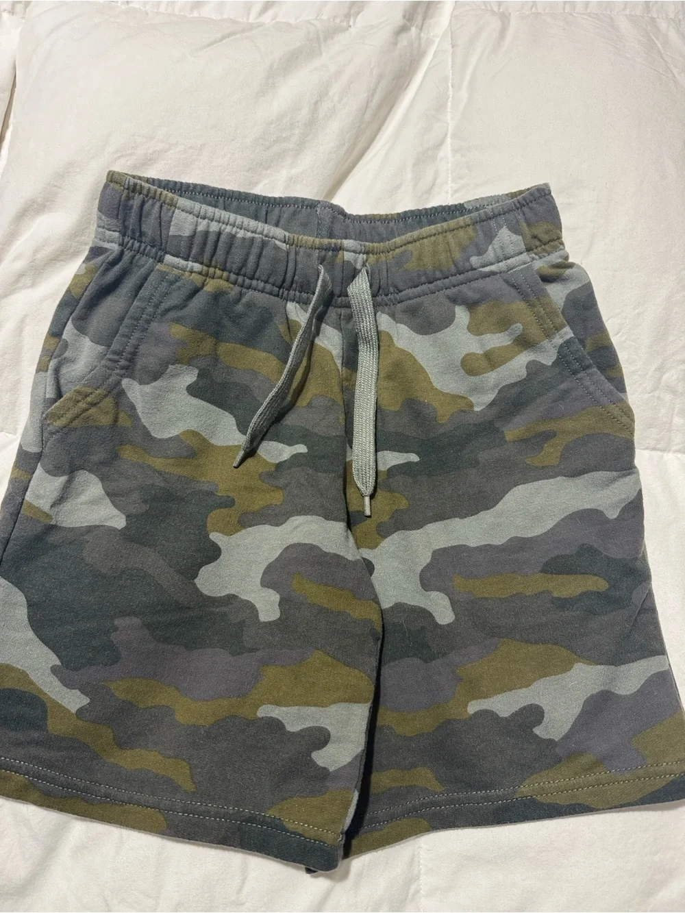 Kids Camo Drawstring Shorts & Black Green basketball shorts